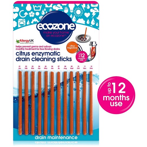 Ecozone Enzymatic Drain Cleaning Sticks Citrus (25g)