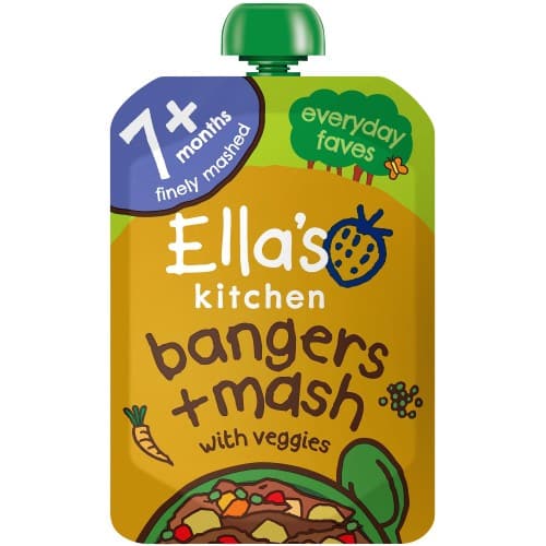 Ella's Kitchen Organic Bangers & Mash Baby Food Pouch 7+ Months with Veggies Stage 2 (130g)