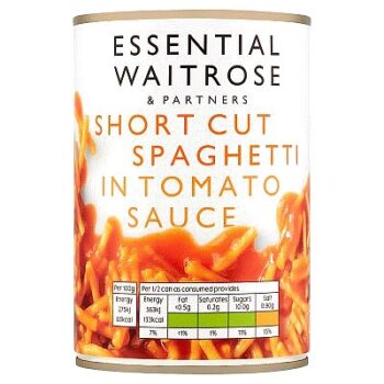 Essential Short Cut Spaghetti in Tomato Sauce (410g)