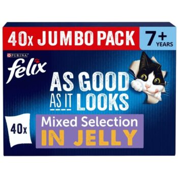 Felix As Good As It Looks Senior Mixed Selection in Jelly Wet Cat Food 40x100 Pouches (40 x 85g)