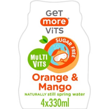 Get More Vits Multi Vits Orange & Mango Naturally Flavoured Still Spring Water (4 x 330ml)