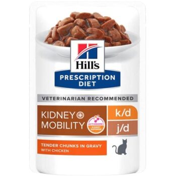 Hill's Prescription Diet K D + Mobility Wet Adult Cat Food Chicken Pouch (12 x 85g)
