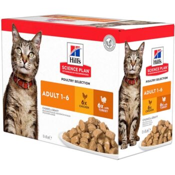 Hill's Science Plan Wet Adult Cat Food Multipack Chicken And Turkey Pouch (12 x 85g)