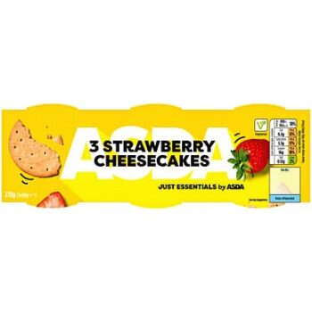 JUST ESSENTIALS by ASDA Just Essentials 3 Strawberry Cheesecakes (3 x 90g, 270g)