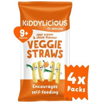 Kiddylicious Super Snacks Sour Cream & Chive Lentil Straws Multipack (4 x 12g)