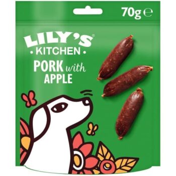 Lily's Kitchen Dog Meaty Treats Cracking Pork & Apple Sausages (70g)