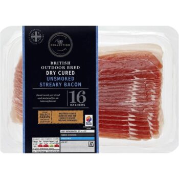 M&S British Outdoor Bread 16 Dry Cured Unsmoked Streaky Bacon Dry Cured (240g)
