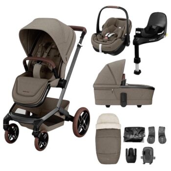 Maxi-Cosi FAME 9 Piece Premium Bundle Twillic Truffle Brown Wheels