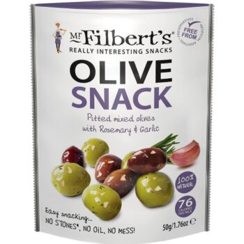 Mr Filberts Olive Snacks Mixed Olives with Rosemary & Garlic (50g)