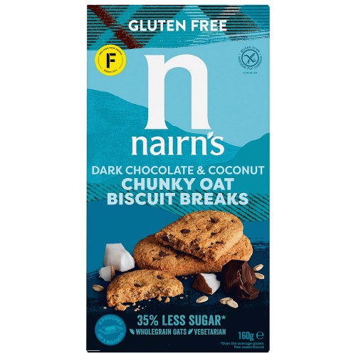 Nairn's Gluten Free Oats Dark Chocolate & Coconut Breakfast Biscuit Breaks (160g)