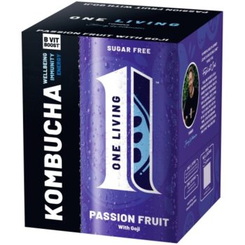 One Living Passionfruit Sugar Free Kombucha (4 x 250ml)