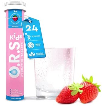 O.R.S Hydration For Kids Natural Strawberry Electrolyte Tablets For Everyday Hydration And Wellness 24 Tablets