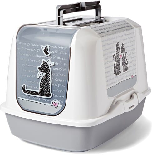 Pets At Home Cats In Love Printed Hooded Cat Litter Tray