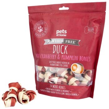 Pets At Home Rawhide Free Duck With Cranberry And Pumpkin Mini Bone Dog Treats (480g)
