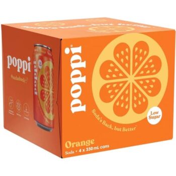 Poppi Orange Soda Cans (4 x 330ml)