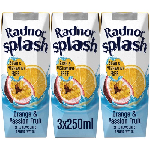 Radnor Splash Orange & Passion Fruit Still Flavoured Spring Water (3 x 250ml)