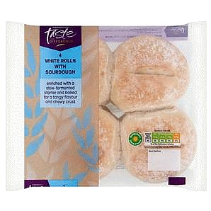 Sainsbury's 4 White Rolls with Sourdough Taste the Difference