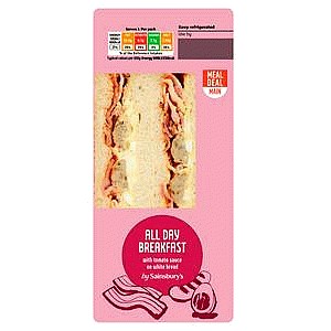 Sainsbury's All Day Breakfast with Tomato Sauce on White Bread