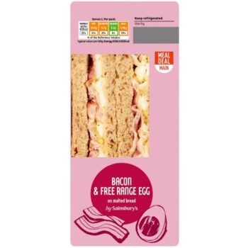 Sainsbury's Bacon & Free Range Egg on Malted Bread Sandwich