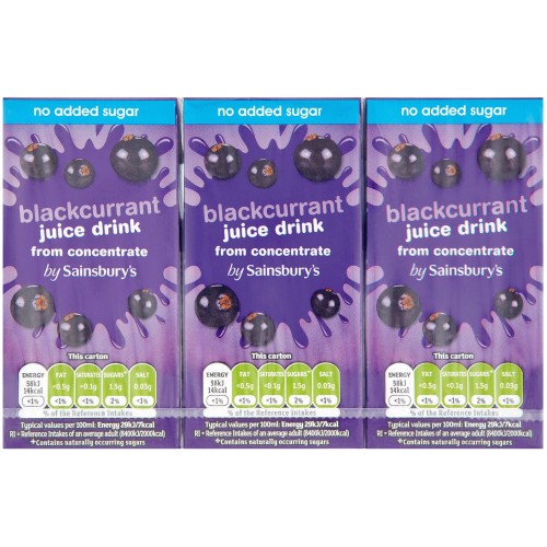Sainsbury's Blackcurrant No Added Sugar (3 x 200ml)