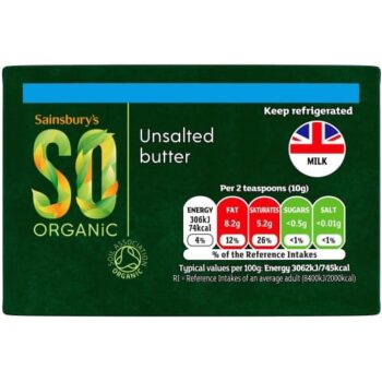 Sainsbury's British Butter Unsalted SO Organic (250g)