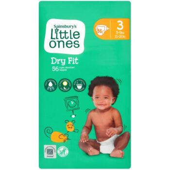 Sainsbury's Little Ones Dry Fit Size 3 Midi 56 Nappies