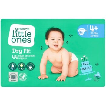 Sainsbury's Little Ones Dry Fit Size 4+ Maxi Plus 44 Nappies