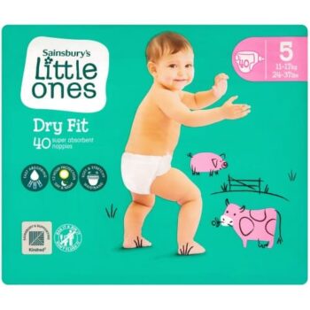 Sainsbury's Little Ones Dry Fit Size 5 Junior 40 Nappies