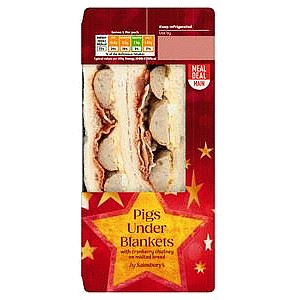 Sainsbury's Pigs Under Blankets with Cranberry Chutney on Malted Bread Sandwich