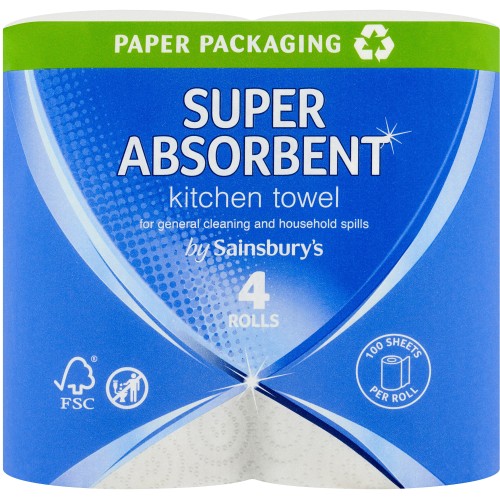 Sainsbury's Super Absorbent Kitchen Towels (4)