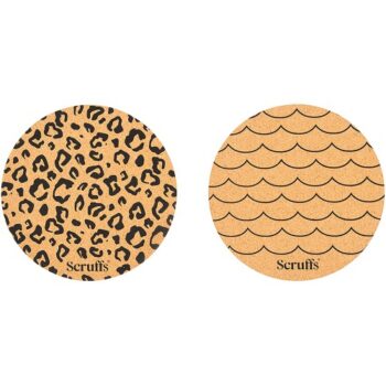 Scruffs Cork Pet Placemats Round Leopard Print