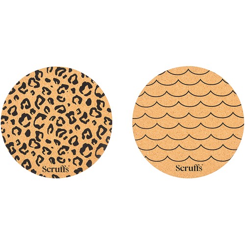 Scruffs Cork Pet Placemats Round Leopard Print