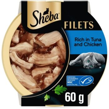 SHEBA Filets Adult Cat Food Tray with Chicken & Tuna in Gravy (60g)
