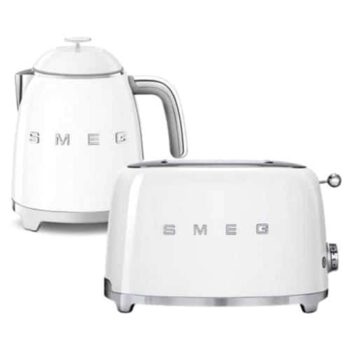 Smeg 50's Style Mini Kettle and 2 Slice Toaster in White