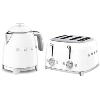 Smeg 50's Style Mini Kettle and 4 Slice Toaster in White