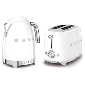 Smeg Jug Kettle and 2 Slice Toaster in White