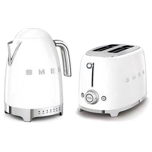 Smeg Jug Kettle and 2 Slice Toaster in White