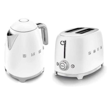 Smeg Kettle and 2 Slice Toaster in Matte White