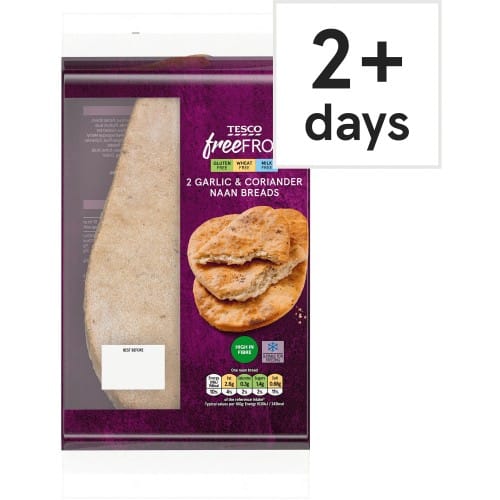 Tesco 2 Garlic & Coriander Naan Breads