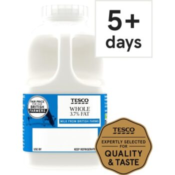 Tesco British Whole Milk (568ml, 1pt)
