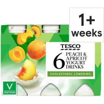 Tesco Cholesterol Lowering Peach & Apricot Yogurt Drinks (6 x 100g)