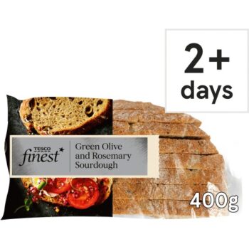 Tesco Finest Sliced Green Olive & Rosemary Sourdough Bread (400g)