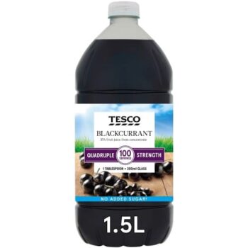 Tesco Quadruple Strength Blackcurrant Squash No Added Sugar (1.5 Litre)