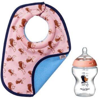 Tommee Tippee limited edition 60-year Anniversary Bib and Bottle Gift Set Pink