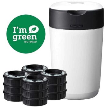 Tommee Tippee Twist and Click Nappy Bin Starter Set Eco-Friendlier System with Refill Cassettes (12)