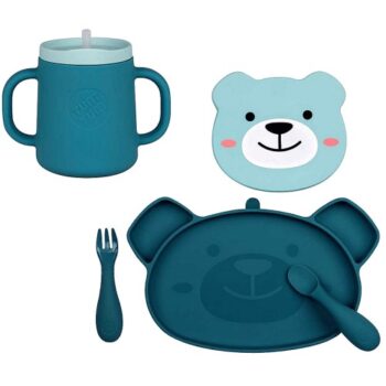 Tum Tum Silicone Weaning Set and Tum Tum Silicone 3 Way Sippy Cup Boris Bear