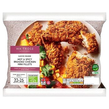 Waitrose Frozen Hot & Spicy Breaded Chicken Mini Fillets (380g)