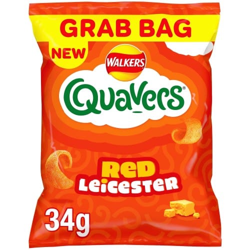 Walkers Quavers Red Leicester Cheese Snacks Grab Bag Crisps (34g)