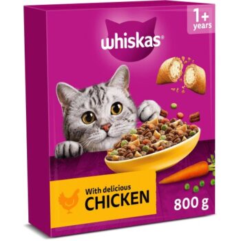 Whiskas 1+ Chicken Complete Adult Dry Cat Food (800g)