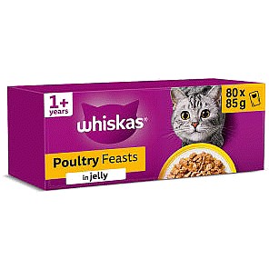 Whiskas 1+ Poultry Feast in Jelly Wet Cat Food (80 x 85g)